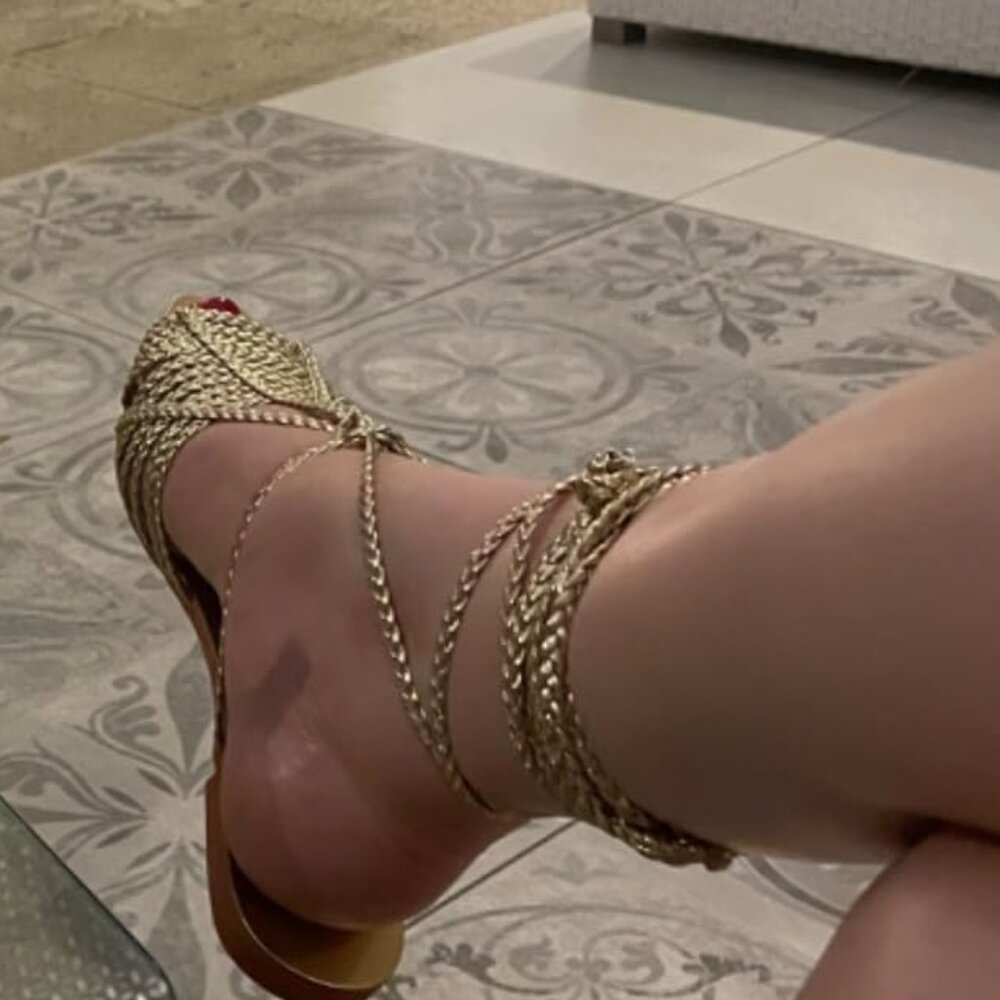 Summer Gold Flat Sandals - Picture 3 of 9